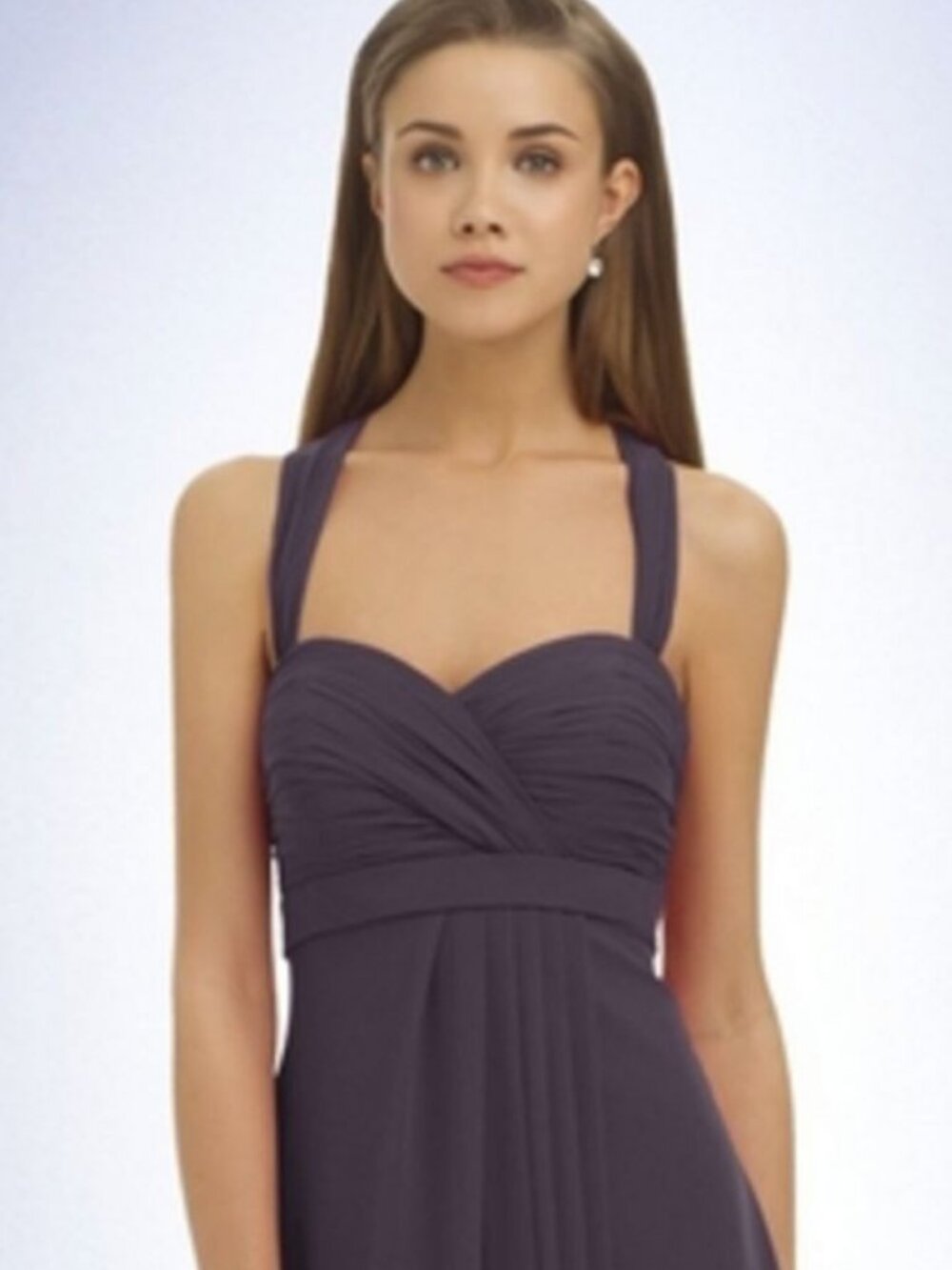 Bill Levkoff 333 Bridesmaid Dress Plum Purple Sleeveless Chiffon Long 12 14